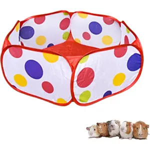 Small Animal Playpen, Portable Guinea Pig Playpen Pet Cage Tent, Waterproof Pop-up Open Pet Tent Metal Wire Yard Fence for Hamster Indoor Outdoor Exercise (Red)