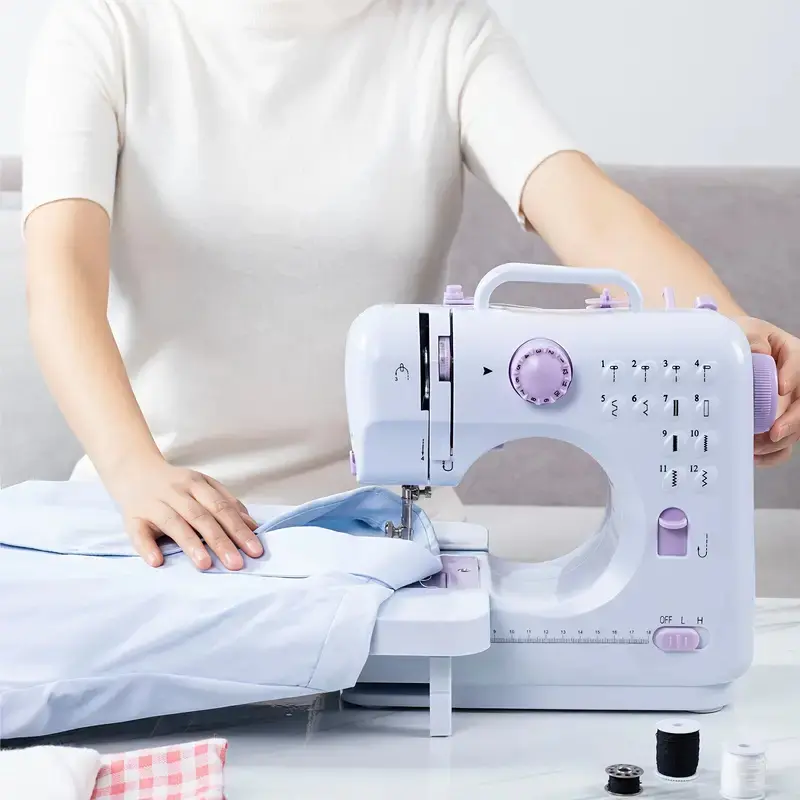 Portable Handheld Mini Sewing Machine for Beginners - 12 Built-in Stitches, 2 Speeds, Pedal, LED Light, Storage Drawer, Compact, Lightweight for DIY Sewing, Portable Handheld Mini Sewing Machines