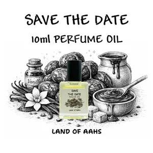 SAVE THE DATE 10ml Perfume Oil - Roll On Rollerball Roller Honeyed Dates Rich Caramel Syrup Molasses Vanilla Rich Cozy Foodie Gourmand Scent