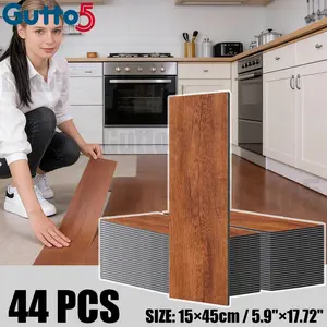 44pcs Thick Luxury Vintage Wood Grain Floor Stickers, Self-Adhesive PVC Vinyl, Easy Install DIY Removable, Renovate Living Room Bedroom Hallway