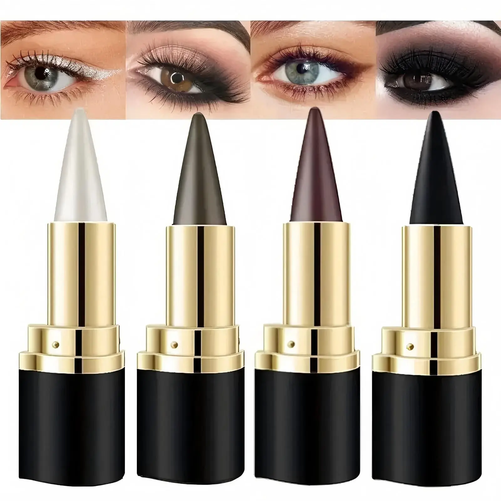 2Pcs Gel Eyeliner Pencil, Quick-drying Eye Black crayon matte Eyeliner Cream  Eyeliner,Cat Eye MakeupStencil,Smoky Eyeshadow Palette Goth Halloween Makeup Kit,girl's favorite Valentine's Day makeup gift.