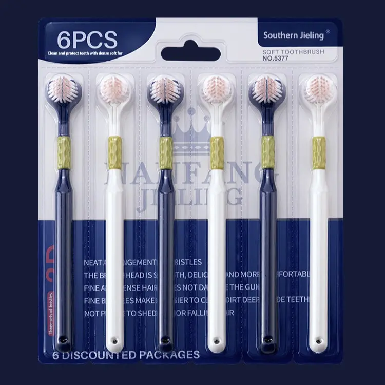 6-Pack[Three-sided soft-bristle toothbrush] 360-degree cleaning without dead ends, comfortable oral care toothbrush, suitable for deep cleaning, daily oral care product for adults.
