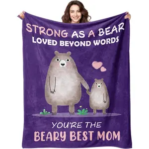 Print Flannel Weave Blanket - 50"x60" Polyester Fiber, Multi-Size Options, Traditional Look Mom Gift Idea from Daughters & Sons, Ideal for Birthday Presents