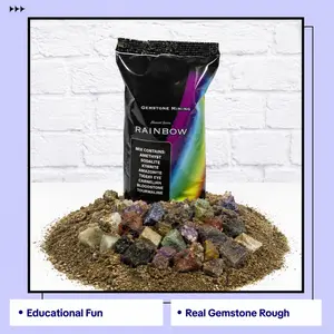 Rainbow Gemstone Mining Bag – Assorted Natural Stones Kit, Educational Crystal Dig Activity Set (9x9x9, 2lb) Amethyst Pink Quartz Amethyst Pink Quartz