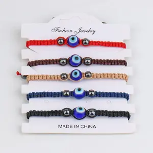 Black Handwoven Turkish Evil Eye Bracelet Adjustable Stylish Daily Wear Jewelry Trendy Stack Bangle Fashionable Accessories