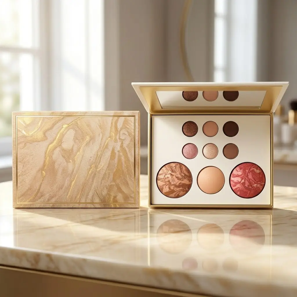 Eyeshadow Palette with Sparkly Golden Shimmer, Multi-Use and Long Lasting Compact for Eyes and Highlighter, Professional Eye Makeup Products, Sparkly Shimmer Eyeshadow, Eyeshadow Palettes