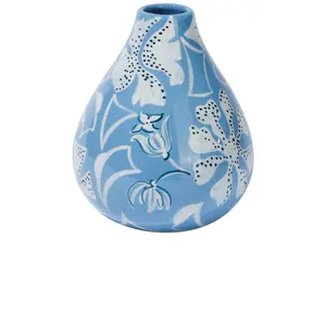 Vaisselle Drop It Like Its Hot Vase in Atlantic Blue & White