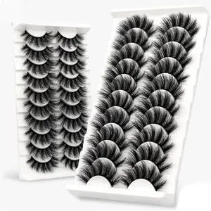 Fluffy False Eyelashes, 10 Pairs Wispy Cat Eye Style Faux Lashes, Volumized Curly Eye Makeup Strip Lashes for Lashes Extensions