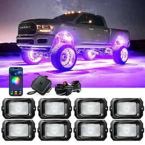 MICTUNING Curved RGBW LED Rock Lights - 4-16 Pods Multicolor Neon LED Light Kit, Truck, Jeep Car Lighting Accessories