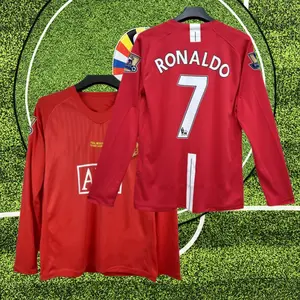 C.Ronaldo #7 Classic Retro 2007-08 Home Kit Fan Edition Adult Long-Sleeve Breathable Quick-Dry Soccer Jersey