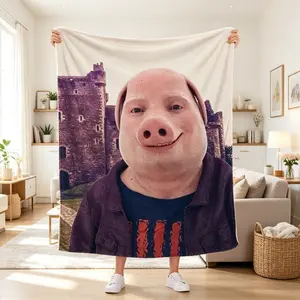 John Pork Meme Flannel Blanket, Fluffy Soft Microfiber Throw for Adults Kids, Sofa Bed Home Decor Cozy Warm All Season Gift