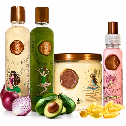 Botánico 4-Piece Intensive Hair Self Care Gift Set - 4-Step System with Onion & Argan Cleanser, Shampoo, Nourishing Mask, PLEX Avocado Conditioner, Biotin + Collagen Heat Protectant (Boxed Hair Products for Frizz Control, Restore)