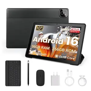 Android 16 Tablet 10 Inch, 34GB RAM 128GB ROM (Up to 36GB RAM 256GB ROM), 1TB Expand, 6000mAh, Octa-Core, 1280x800 HD IPS, 5G WiFi, Dual Camera, Tablet with Keyboard Case Mouse Stylus