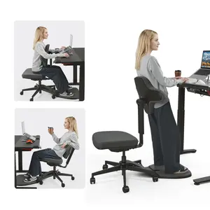 Newtral Standing-Mate Ergonomic Standing Desk Office Chair with Soft Cushioned Foot Pad – Flip-Over Backrest, Height Adjustable, Lean-to-Stand Support with Wheels for Sit, Stand & Desk Work