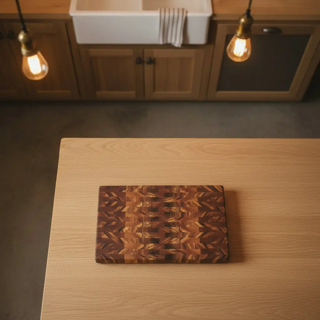 Handcrafted End‑Grain Butcher Block – 11.25" × 20" × 2" African Wild Olive with Stainless Steel Feet