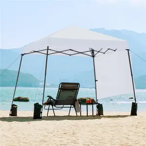 Yaheetech 10x10FT Pop-up Canopy Tent with Side Panel, Instant Canopy Tent One-person Set Up with Slant Leg & Storage Bag & 4 Sandbags & 8 Ground Stakes