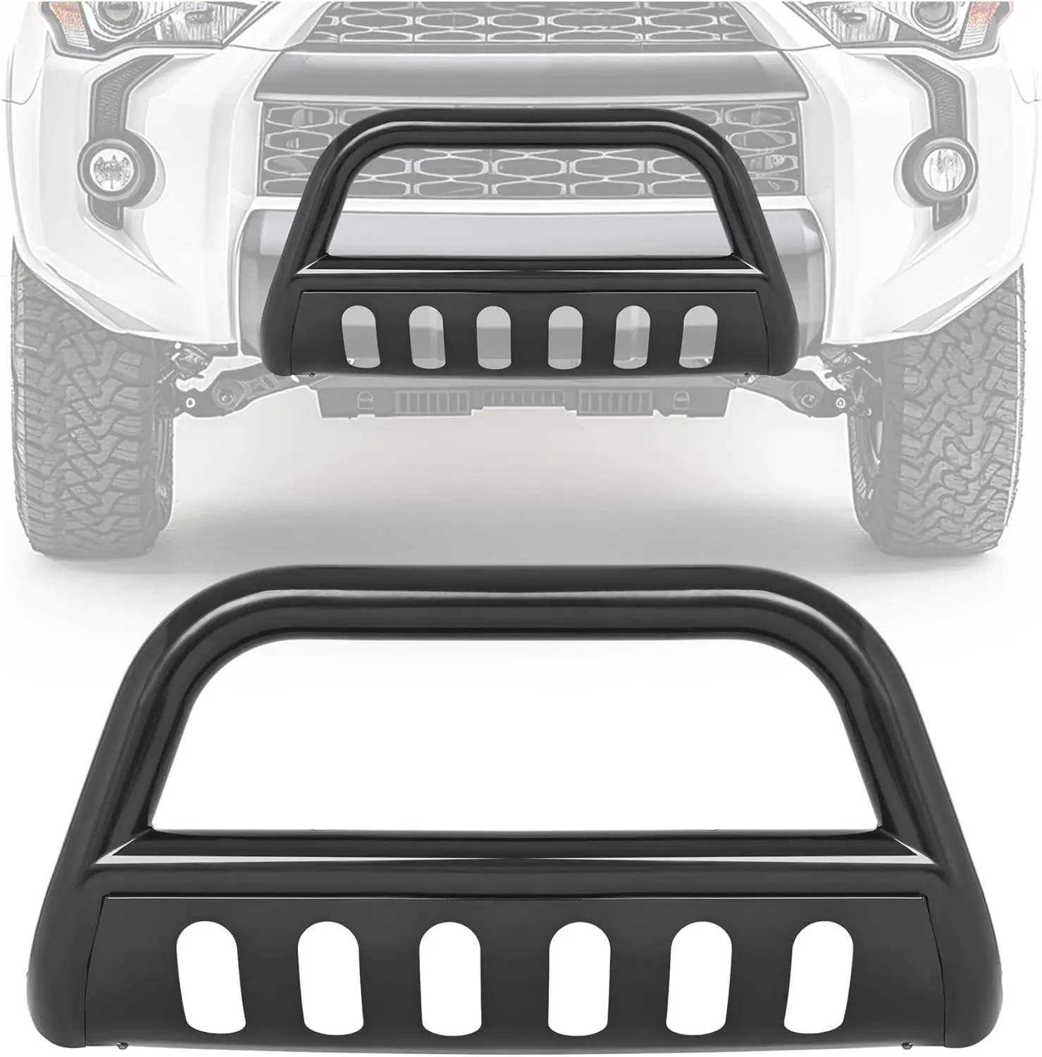 Bull Bar Brush Guard Compatible with 2010-2024 Toyota 4Runner Grille Grill Guard Impact Bar W/Mounting Bracket Steel Powder Coated Black
