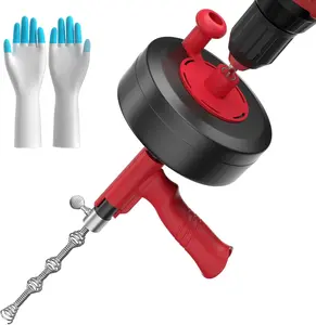 Drain Snake, Plumbing Snake With Adapter, 35ft Duty Sink Hair Clog Removal Tool, Manual Or Powered - No auto retract or feed