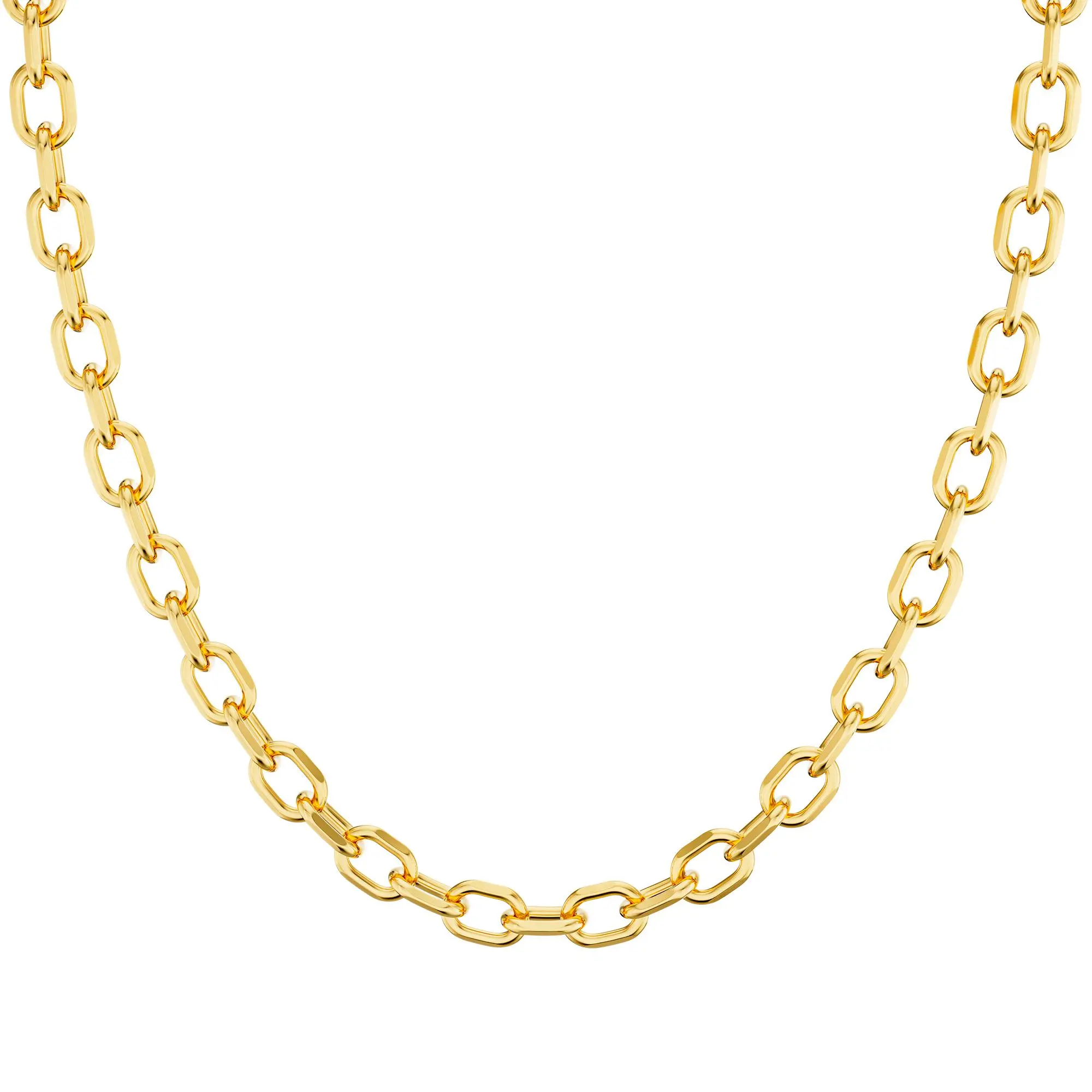 Loyalove Greenish Spring Gold/Silver Layered Paperclip Dainty Necklace for Women Statement Trendy Thick  Golden Chain Link Necklace Waterproof Simple Jewelry Gifts For Summer