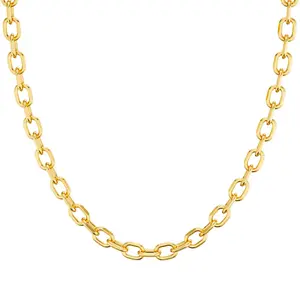 Loyalove Greenish Spring Gold/Silver Layered Paperclip Dainty Necklace for Women Statement Trendy Thick  Golden Chain Link Necklace Waterproof Simple Jewelry Gifts For Summer