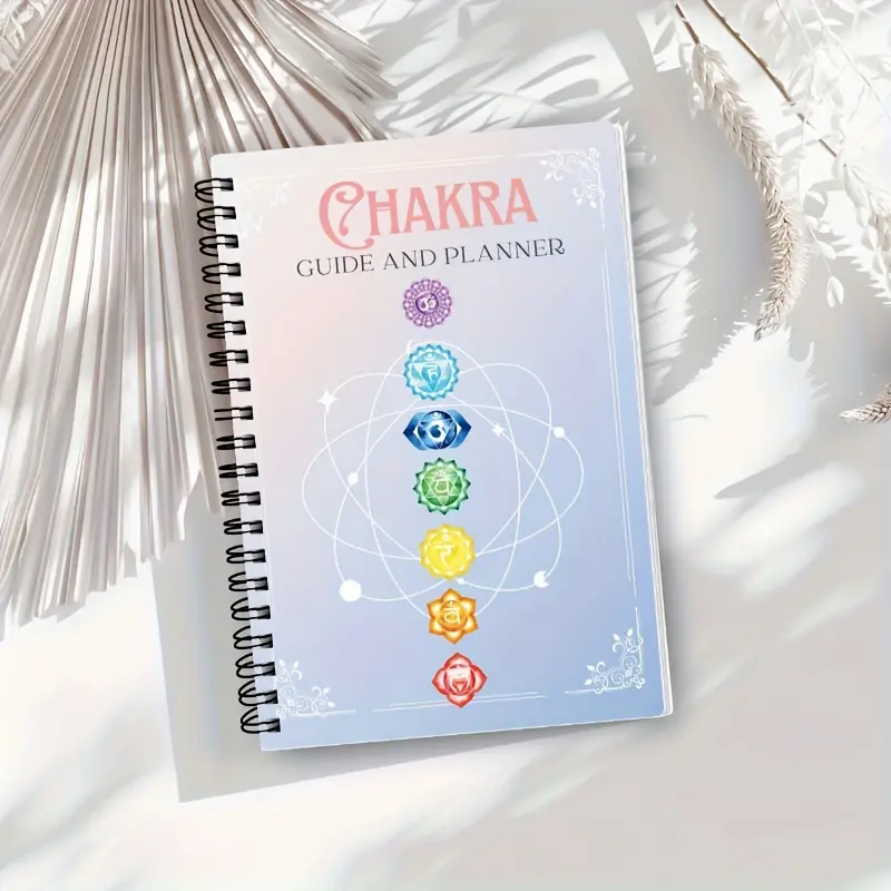 7 Chakra Guide & Beginner Workbook, Spiritual Yoga Guided Journal with Meditation Tips, Crystal Grid Layout, Energy Balance Plan, Spiral Bound Planner
