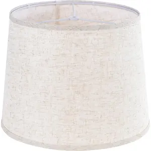 Oatmeal Linen Drum Lamp Shade - 11" Top x 13" Bottom x 10" High (Spider), Farmhouse Style Lampshades for Table & Bedside Lamps, Replacement Lampshade for Living Room Decor, Easy Assembly