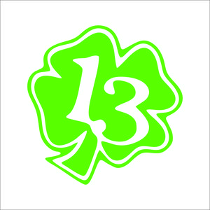 Lucky 13 Thirteen Shamrock Four Leaf Clover Vinyl Decal / Sticker 2(TWO) Pack