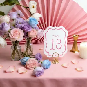 10pcs Heart Table Numbers, Paper Wedding Table Signs, Metal Stand, Vintage Lace Trim, Party Decorations