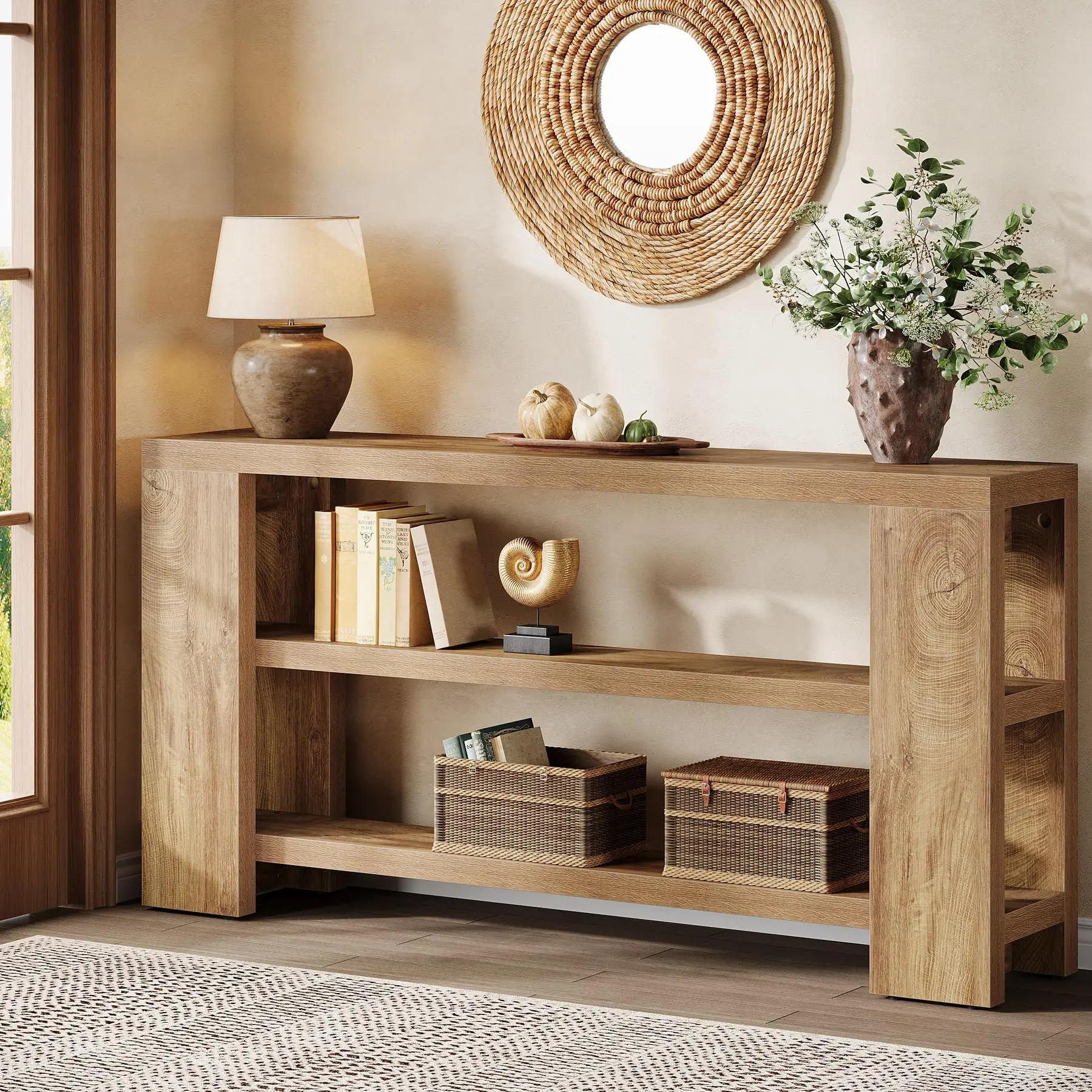 Tribesigns Extra Long Console Table 70.9-Inch for Behind Couch, Farmhouse Style Narrow Sofa Table with Storage, Ideal for Entryway, Living Room, Hallway