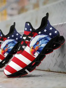 Men's Eagle Print Lace Up Front Low Top Sneakers, Casual Comfortable Breathable Sports Running Shoes, Male All-match Round Toe Shoes for Daily Wear, Athletic Running Shoes, Workout Sneakers
