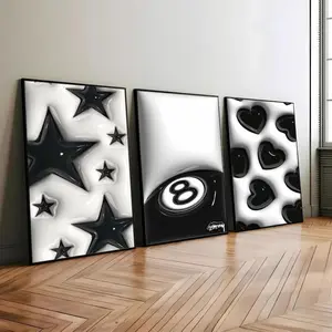 Hypebeast Set Of 3 Wall Art Posters | 8 Ball Trendy Prints | Minimalist Hypebeast Posters | Digital Retro 8 Ball Poster | Modren Wall Art |