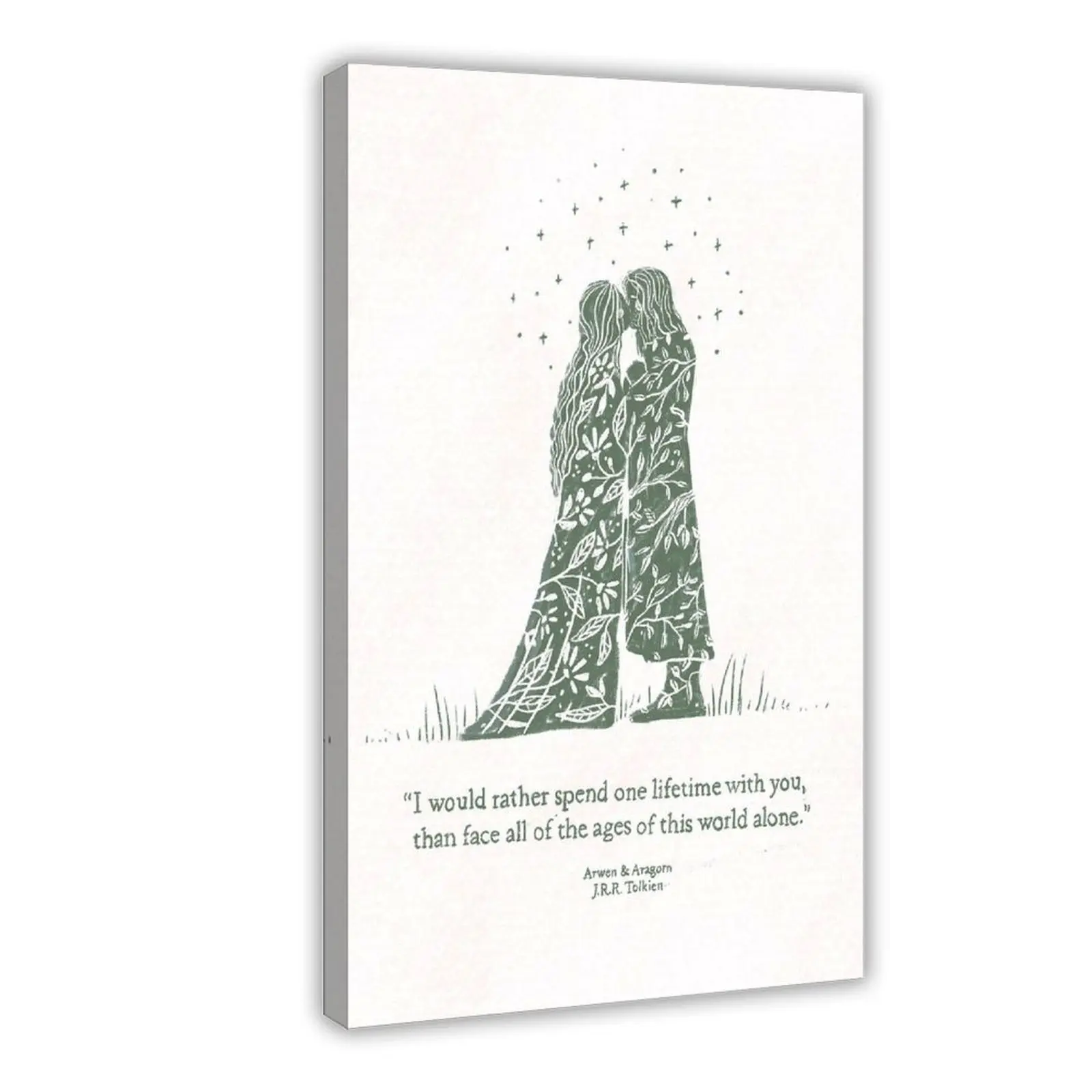 LOTR Aragorn-Arwen Waterproof Art Print with J.R.R. Tolkien Quote, Lord of The Rings Themed Wall Art, Waterproof Home Decor for Room Walls, Water Proof