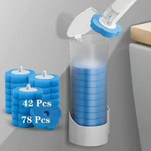 Disposable Toilet Brush, Toilet Bowl Wand Holder Set with 42PCS Cleaner Refills, Bathroom Cleaning System for Sink Bathtub Drain Wash Basin Urinal，Wall-Mount Scrubbing Toilet Brush Bathroom Cleaning Kit