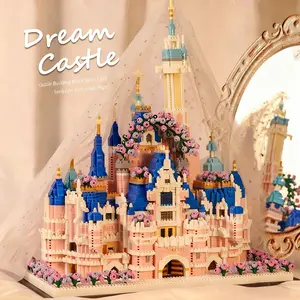 Sakura Princess Castle Building Blocks Toy, Creative Building Block, Interlocking Toy Set, Micro Particles, Desktop Decoration, Suitable for Adults Boys Girls, Halloween Christmas Gift