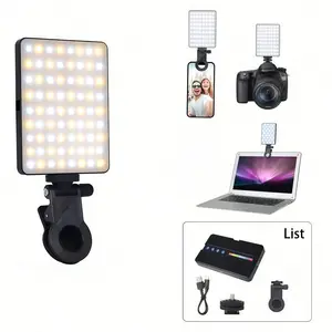 High-Power Rechargeable Clip-On Selfie Light, Three-Color Photography Lamp, Portable LED Video Light, Rechargeable Fill Light, 360° Adjustable, for Smartphones, Cameras, Laptops, Tablets