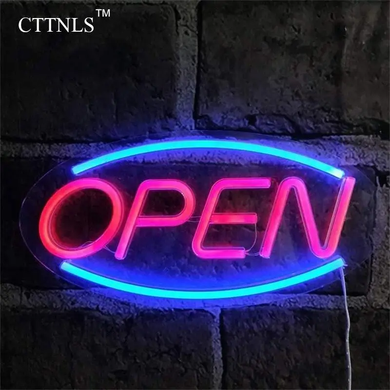 USB Powered Open Sign Neon, LED Business Neon Open Sign Wall Light, Novel Night Neon Lamps for Bars, Stores, Coffee Shop, Hotel, Outdoor Decorations