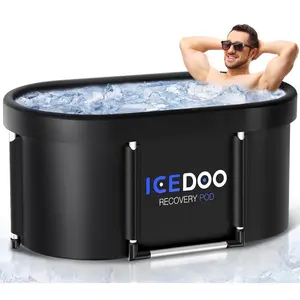 New Upgrade XL 139-Gallon Oval Ice Bath Tub - 6 Layered Portable Bathtub, Drop-In Bathtubs Foldable with Cover Cold Plunge Tub for Athletes, Home Gym, Outdoor Recovery Use