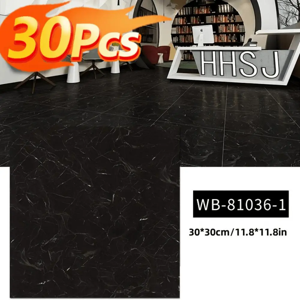 30Pcs PVC Self Adhesive Marble Floor Tiles, 1.5mm Thick Peel and Stick Vinyl Floor Stickers, Waterproof Removable Floor Decals For Kitchen Living Room Bedroom Rental House DIY Flooring Renovation summerwins,