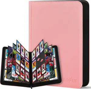 30 Pack 9 Pocket Card Binder, Premium Zip Trading Card Binder, 540 Large Capacity Side-Loading Card Storage Album, PU Card Collection Binder for Gifts, TCG, MTG, Baseball Football Sport Cards, Pink Zofly