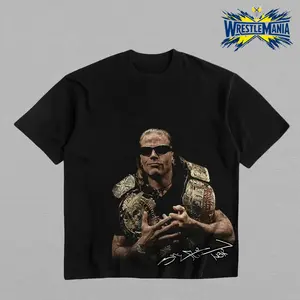 Shawn Michaels Signature Heavy Cotton Shirt WWE Tshirt HBK Wrestling Mr. WrestleMania Fan Apparel Menswear Direct-to-garment Breathable Printing, Casual, Soft, Graphic Tee, Streetwear, Vintage, Unisex