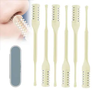 Six-piece manual nose hair trimmer set, upgraded eyebrow trimmer, suitable for both men and women, 360° rotating nose hair trimming tool and ear pick, portable personal grooming kit, High Quality Trimmer, Valentine's Day gift.
