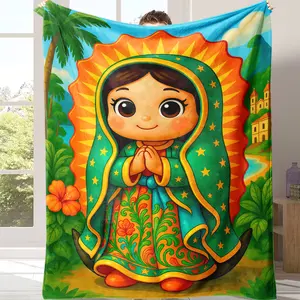 Countdown Sale! Cartoon Virgin Mary Blanket Soft Funny Throw Blanket,A warm nap blanket，Applicable throughout the four seasons，Suitable for use in offices, sofas, and travel settings, etc.A gift suitable for fans, friends and children