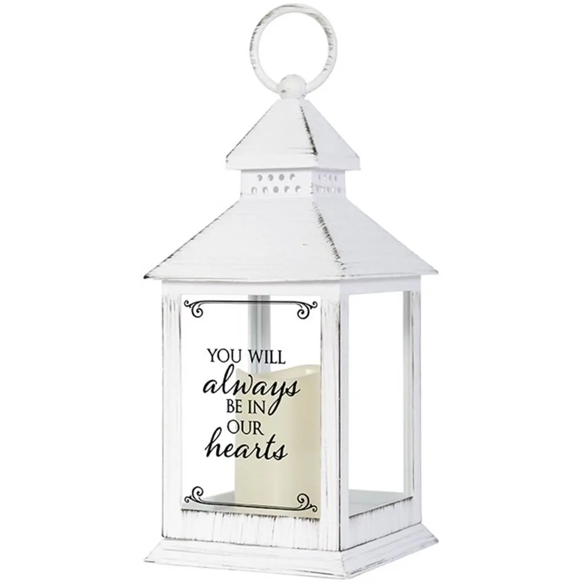 Carson Home Accents 256113 Decorative Hanging 11x4 in. Always Be in Our Hearts Lantern with LED Candle, Timer