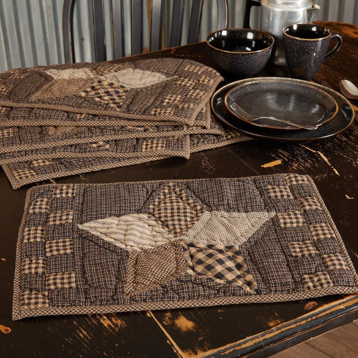 Five Point Star Quilted Placemats - Set of 6