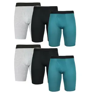Athletic Works Men's Long Leg Quick Dry Performance Stretch Boxer Briefs, 6 Pack