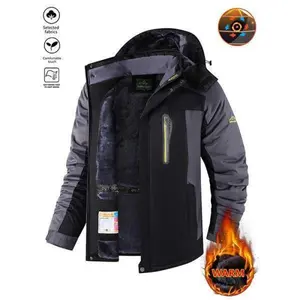 Men'S Winter Snow Jacket With Warm Fleece Lining, Waterproof Windproof Hooded Thermal Outdoor Coat, Thick Sports Jacket For Hiking Running Camping Fishing Mountaineering Travel Skiing And Sledding Collar Coat