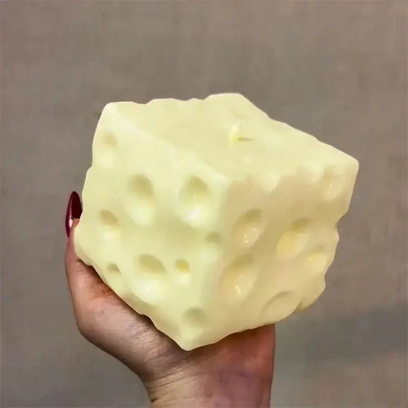 Jumbo Cheese Squishy Toy, Extra Chunky Slow-Rise Stress Relief Fidget Toy, Squishy Cheese Novelty Plaything