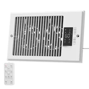 Register Booster Fan 6" x 10" with Negative Ion, Manual Airflow Direction Control, Quiet 10-Speed Heating Cooling AC Vent Fan with Remote & Thermostat Control for Wall Floor, White