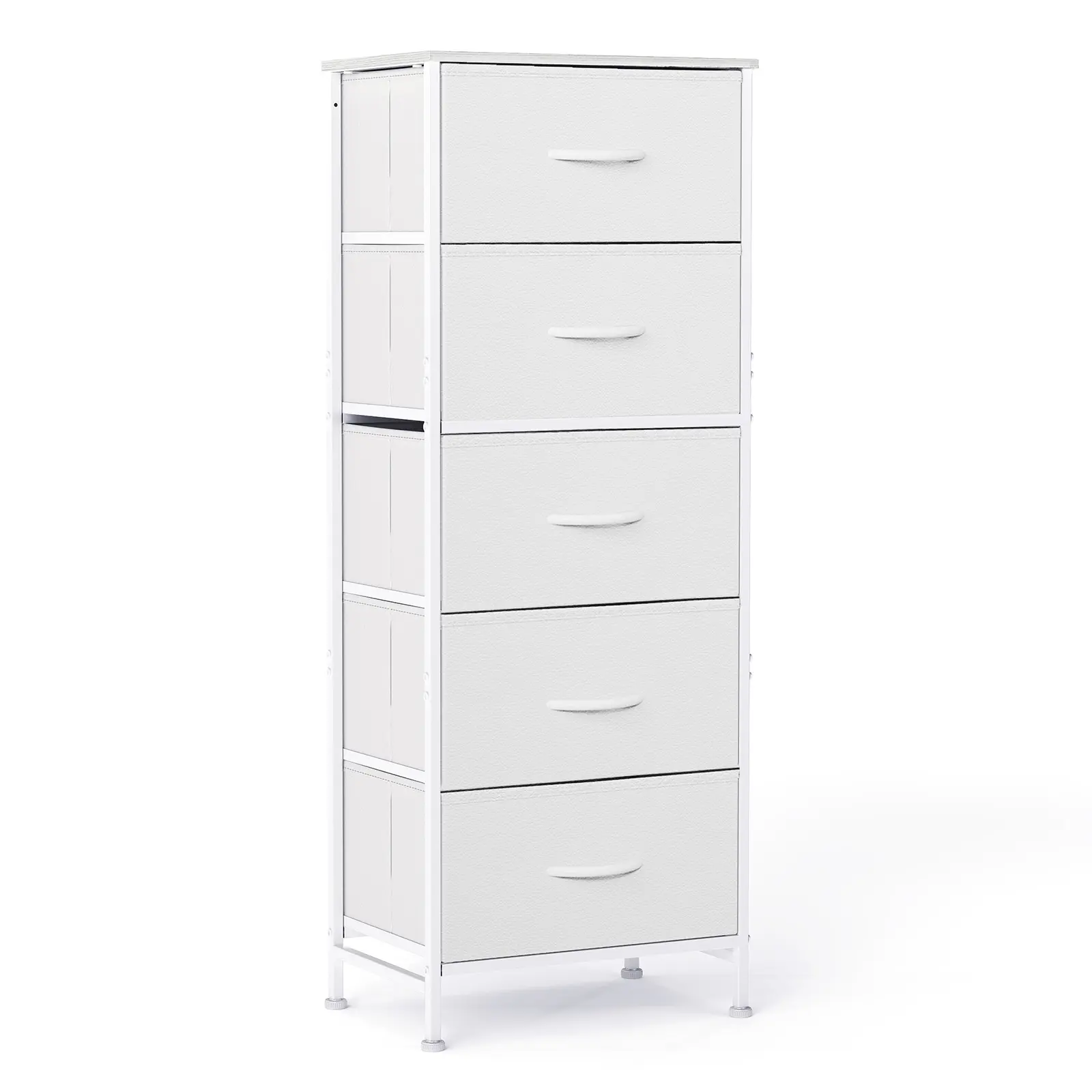 5-Drawer Dresser with Fabric Storage Bins & Sturdy Steel Frame - Brown Organizer Chest & Freestanding or Stackable Modern , Space-Saving Vertical Design with Spacious Drawers for Bedroom, Closet, Hallway - Easy Assembly, Durable Artificial Wood Top