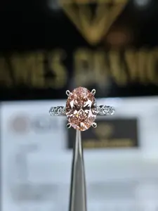Beautiful design 💍Center Pink Oval 3CT / VS1 +14k solid gold 💎